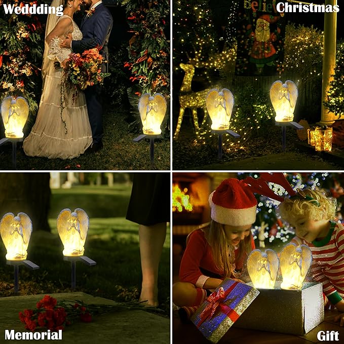 Angel Solar Lights Outdoor Garden Waterproof Decorative Stake Light for Yard Patio Pathway Lawn Ornaments Garden Decor Christian Christmas Decorations Gifts