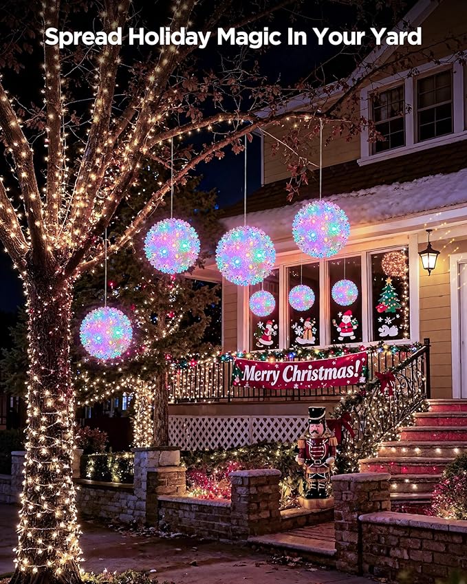 Brightown Outdoor Christmas Decorations-Starlight Sphere, Replaceable Bulbs with Add-On Plug, Lighted Sphere Balls | Lumora