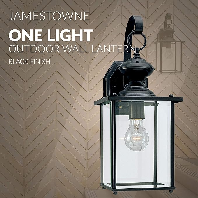 Generation Lighting 8458-12 Jamestowne Outdoor Wall Lantern Outside Fixture, One - Light, Black | Lumora