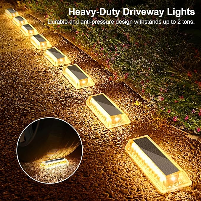 Lacasa Solar Deck Lights 4 Pack, Driveway Dock LED Light Solar Powered Outdoor Waterproof Road Markers for Step | Lumora