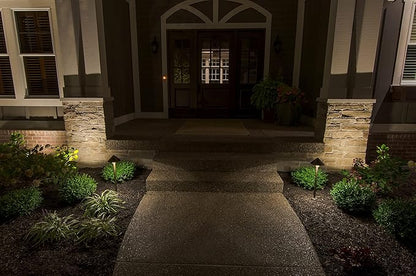 VOLT 15-Pack 12V Solid Brass Conehead Path Lights (7" Shade, 25" Tall) for Low Voltage Landscape Lighting on Outdoor Pathway, Walkway, Garden, Driveway or Patio