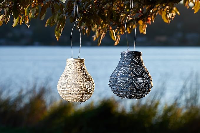 Allsop Soji Stella - Bulb - 8" Outdoor Solar Lantern - Pearl
