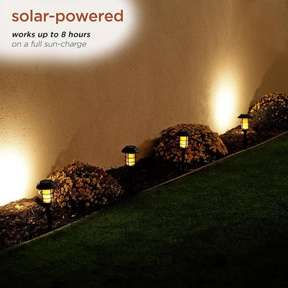 Alpine Corporation 17" Tall Outdoor Solar Powered Pathway LED Torch Light Stakes (Set of 6)