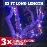SCS Direct Red, White, & Blue Fairy String Lights, 33 ft / 10 m - Patriotic LED Indoor/Outdoor Decor for American | Lumora