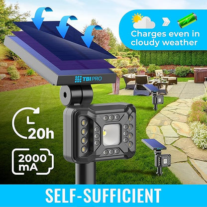 TBI 21 LEDs Solar Landscape Spotlights, 200ft Lighting Distance - Waterproof Solar Powered Wall Lights - 2-in-1 Wireless Outdoor Landscaping Lights for Yard Garden Driveway Porch Walkway Pool (Gold)