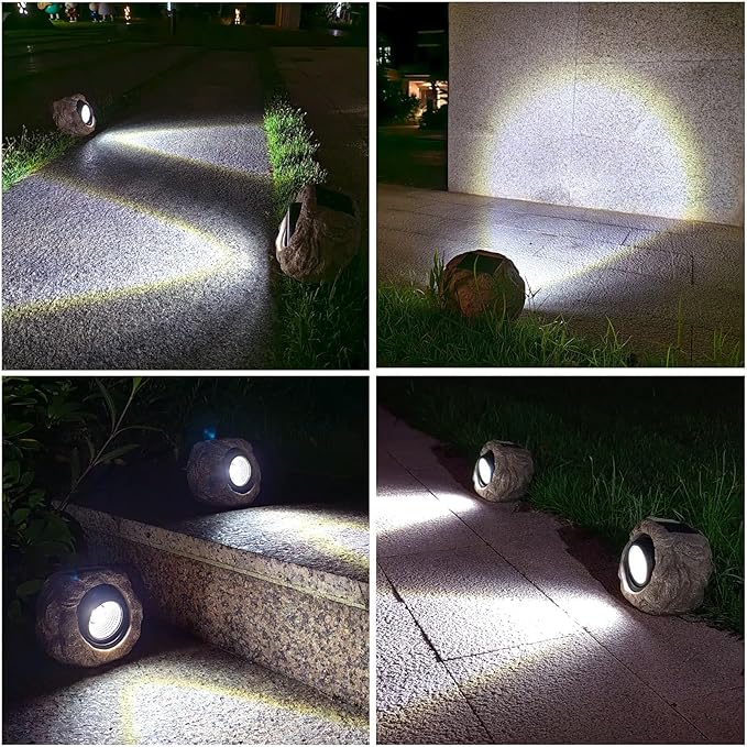 4 Pack Solar Rock Lights Outdoor, Super Bright Solar Garden Stone Spotlight, Led Landscape Lighting for Pathway | Lumora