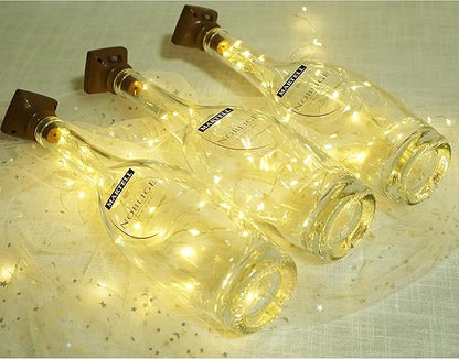 Square 8 Pack Solar Powered Wine Bottle Lights, 20 LED Waterproof Copper Cork Lights for Wedding, Christmas, Holiday, Garden, Patio, Pathway, Outdoor (Warm White)