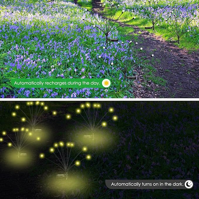 Lychee Solar Garden Lights, Solar Outdoor Firefly Lights, 10LED, 2 Pack, 10T-2P