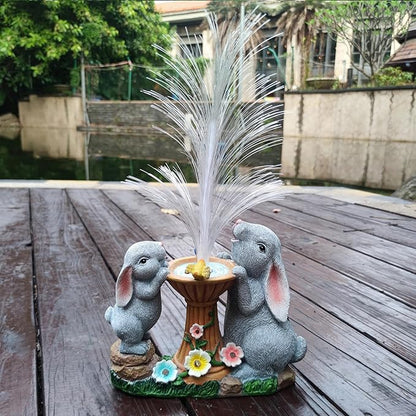 Solar Rabbit Garden Statues，LED Lights Outdoor with 7 Multi-Color Changing Modes Solar Garden Decor Yard Lights Outside Patio Lawn, Gifts for Mom Grandma Women Birthday