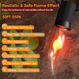 50Ft Extra-Long Fall & Halloween String Lights,25 C18 Flicker Flame Bulbs for Outdoor Decor,Waterproof & | Lumora