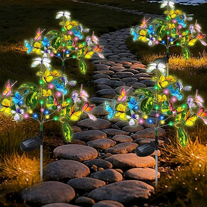 Anothera 4Pcs Solar Butterfly Lights Features Flashing or Steady-on Modes, Waterproof Sunflower Garden Lights for Outdoor Patio, Lawn, Yard, Valentine's Day Gifts for Wife and Girlfriend