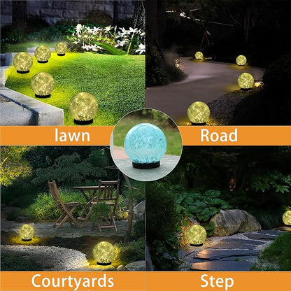 Solar Lights Outdoor Waterproof Powered-Clear Glass Globes Lights for Patio, Yard, Camping, Garden, Stylish Portable Lighting for Homeowners & Enthusiasts (Blue)