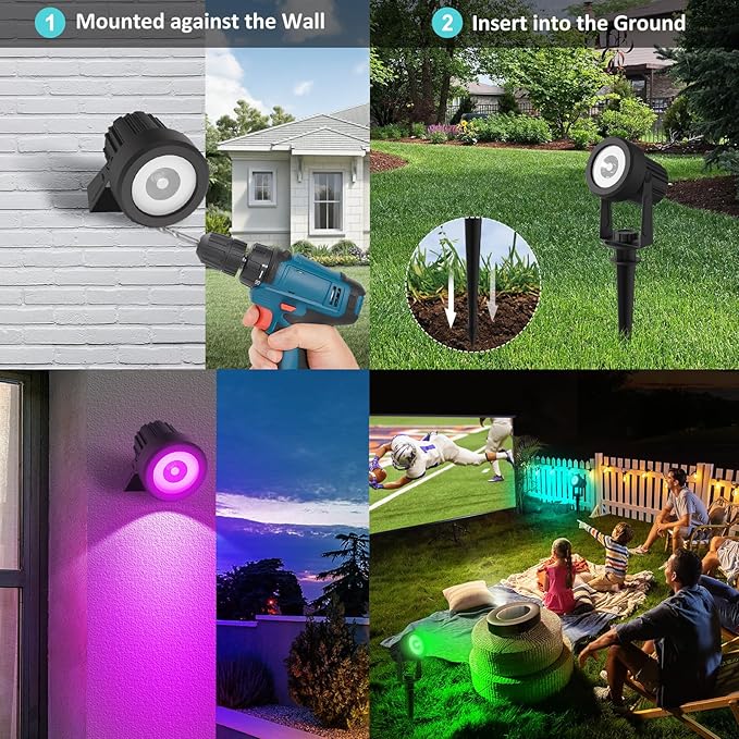 T-SUNUS RGB Solar Landscape Spotlights Christmas, Color Changing Spot Light Outdoor IP65 Waterproof Garden Lights | Lumora