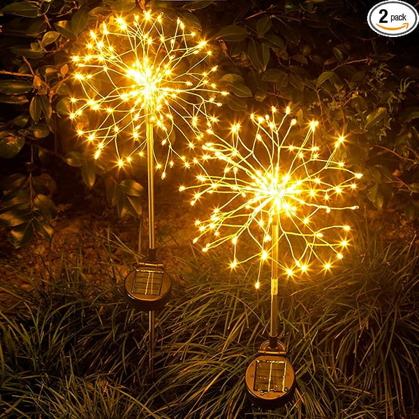 Solar Garden Lights Outdoor Yard Decorations, 2 Pack 150Leds Pathway Lights Stake, Fairy Firework Light for Garden | Lumora