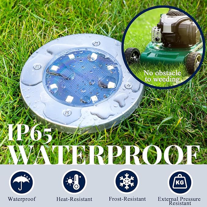 SOLPEX Solar Ground Lights, 16 Pack Solar Lights Outdoor Waterproof, 8 LED Solar Powered Landscape Lighting for | Lumora