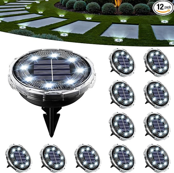 SOLPEX Solar Ground Lights 12 Pack, Solar Pathway Lights Outdoor Waterproof, Landscape Lighting for Garden | Lumora