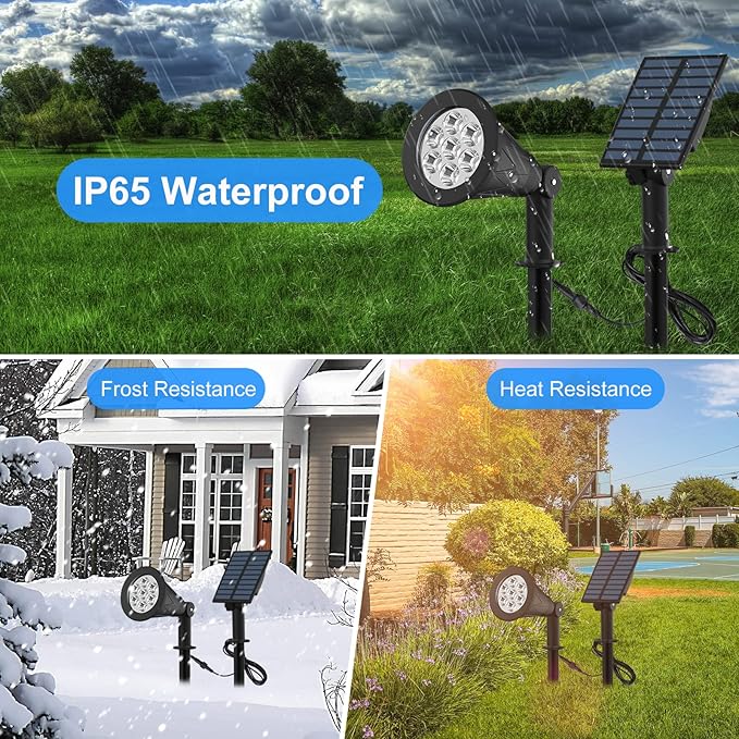 T-SUNUS RGB Solar Landscape Spotlights Christmas, Color Changing Spot Lights Waterproof IP65 Garden Pond, 180° | Lumora