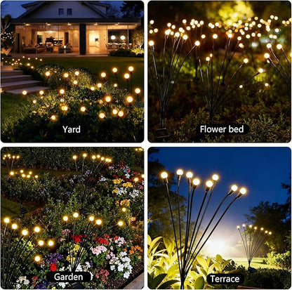 Solar Lights Outdoor Waterproof,2 Pack 16LED Solar Swaying Lights,Firefly Lights for Yard Patio Pathway Decoration,Unique Gardening Gifts for Women Holiday