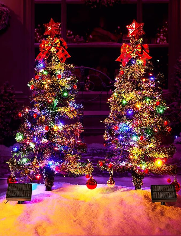 100LED Solar Christmas Tree Lights Outdoor Waterproof, 8 Modes Large Solar Christmas Trees Lights with Xmas Ball & | Lumora