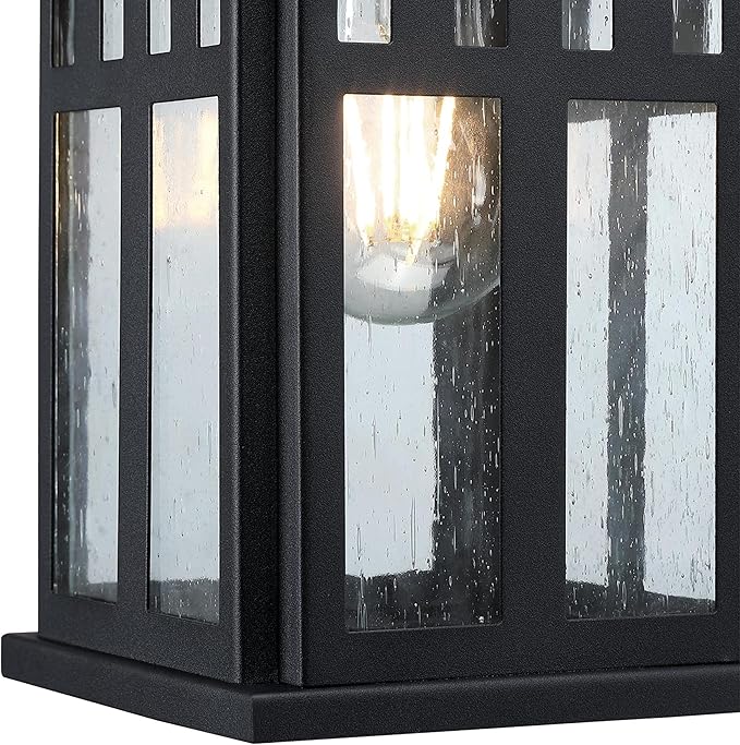 Westinghouse 6120800 Burnham Craftsman-Style One Light Outdoor Wall Fixture, Textured Black Finish, Clear Seeded Glass