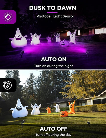 L LOHAS LED Halloween Purple Light, Spot Lights Outdoor, 10W Dusk to Dawn Sensor LED Spotlights for Yard, IP66 Waterproof Pathway Outside Lights, 9.84-ft Cord, Lawn Decor Lamp, UL Listed,2 Pack