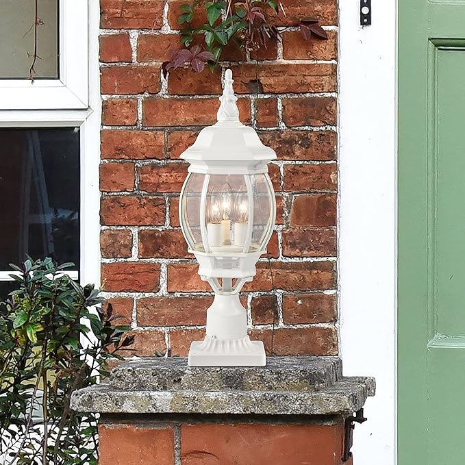 Nuvo 3 Light - 21 in. Post Lantern - Clear Beveled Glass - Outdoor Path Light | Lumora