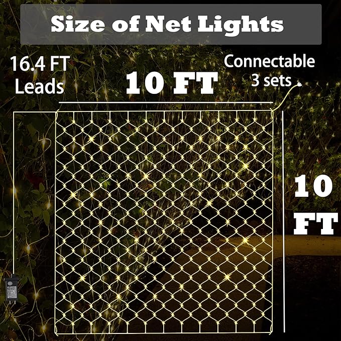 Eueasy LED Lights Outdoor Fairy Lights Chandelier - 270L Gazebo Net Lights with 8 Lighting Modes, 10×10 FT Chandelier for Pergolas，Wedding, Bush, Christmas