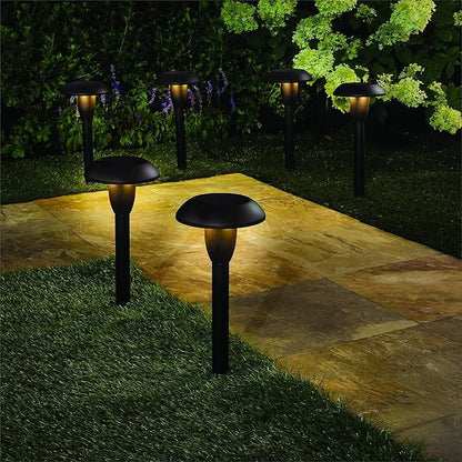 Solar Powered LED Path Lights, Dome Design, 12 Lumen Outdoor Landscape Lighting, 6 Count