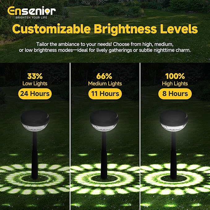 Ensenior 8-Pack Solar Lights Outdoor, Auto ON/Off 6500K LED Solar Garden Lights for Pathway, Yard, Patio, Walkway | Lumora
