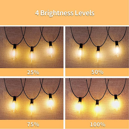 Outdoor String Lights with Remote, 50ft 25 Bulbs Low Voltage(24V) Patio Lights, Dimmable & Timer, IP65 Waterproof, ST38 LED Hanging Lights for Outside, Deck, Garden, Backyard, Porch, Party