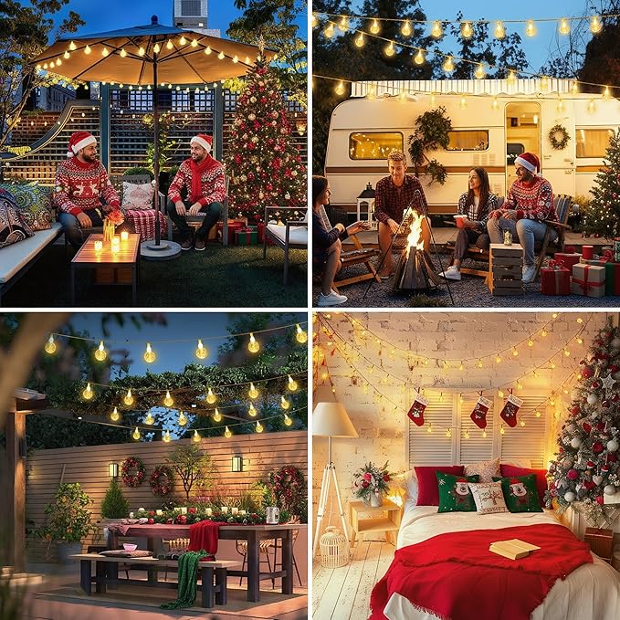 OMIKA 15FT 30 LED Battery Operated Christmas Lights String with Remote Timer and 8 Modes, Warm White USB Powered Fairy Lights Waterproof for Indoor Bedroom Outdoor Garden Patio Decor