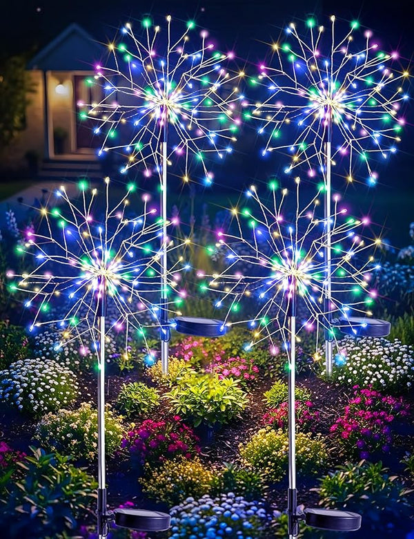 suddus Solar Garden Lights Outdoor Waterproof Decorative, 4Pack 150LED Firework Lights 8 Modes, Multicolor Solar | Lumora