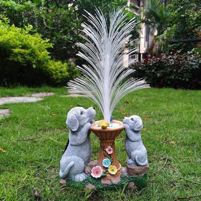 Solar Dog Garden Statues，LED Lights Outdoor with 7 Multi-Color Changing Modes Solar Garden Decor Yard Lights Outside Patio Lawn, Gifts for Mom Grandma Women Birthday