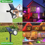 Color Changing Solar Spot Lights Outdoor Waterproof 180° Adjustable Colored RGB Solar Powered Landscape Lights for | Lumora