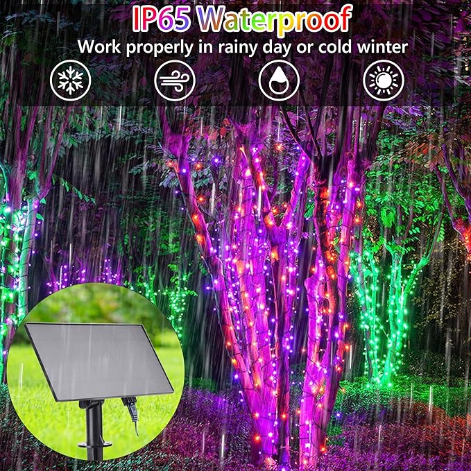 118Ft Solar String Lights Outdoor Waterproof, 18 Colors Changing 300 LED Christmas Lights Solar Powered & USB with | Lumora