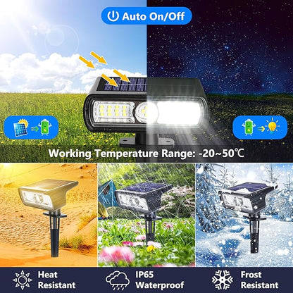 Toodour Solar Spot Lights Outdoor, 4 Pack Solar Christmas Lights Outdoor with 2 Modes, Waterproof Solar Powered Flood Lights Landscape Lighting for Yard Garden Pathway Walkway Xmas Decor - Cool White