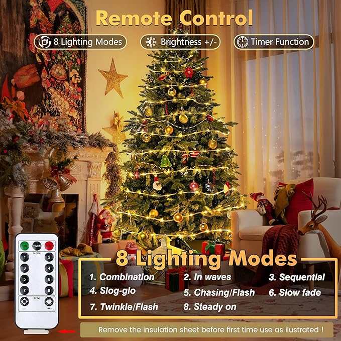 Jnaurb 2-Pack Battery Operated Rope Lights for Outside, Total 66FT 200LED 8 Modes Battery Operated String Lights | Lumora