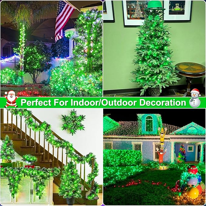 100FT 300 LED Christmas Lights Outdoor for St Patrick's Day, Green String Lights Indoorwith 8 Modes, Waterproof | Lumora