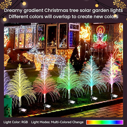 6 Packs Christmas Tree Solar Garden Light with Multi-Colored Change, Auto ON/Off Outdoor Yard Light, Solar Lighting for Garden, Porch, Christmas and Festival Decoration (L_Size)