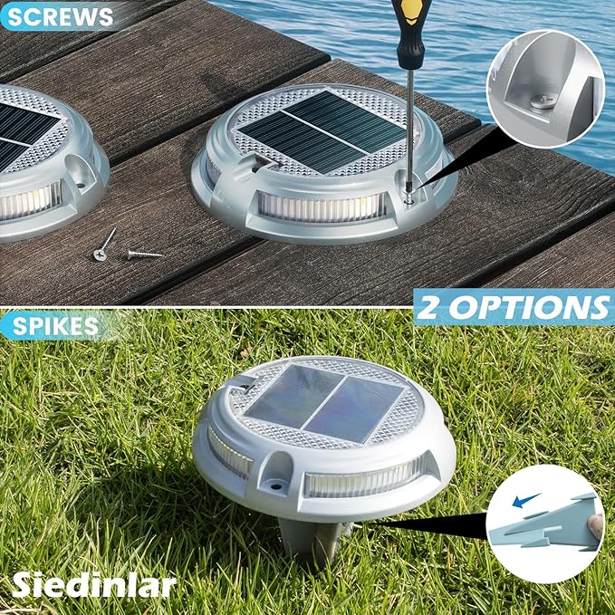 SIEDiNLAR Solar Driveway Lights Outdoor 16 LEDs 9 Modes, Dock Markers Deck Lights Waterproof Warning for Driveway | Lumora