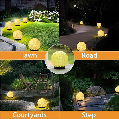 Solar Lights Outdoor Waterproof Powered-Clear Glass Globes Lights for Patio, Yard, Camping, Garden, Stylish Portable Lighting for Homeowners & Enthusiasts (Yellow)