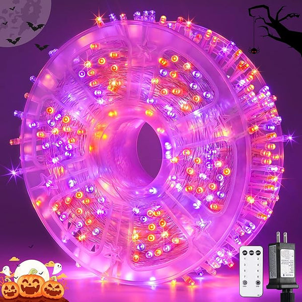 JMEXSUSS 400LED Orange and Purple Halloween Lights Indoor Outdoor Waterproof, 132ft 8 Modes String Lights Plug in | Lumora
