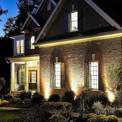 Outdoor Landscape Lighting Waterproof with 45.9FT Cable & built-in LED Light, Low Voltage 12W 1200LM Plug in Electric LED Spot Light 3000K Uplight with Transformer for Garden Yard Tree Path, Pack of 4