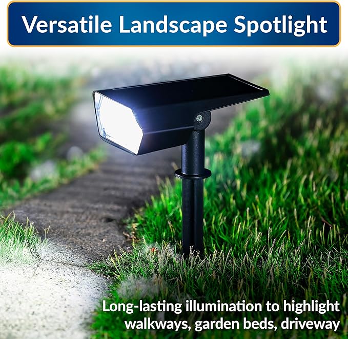 Alpine Corporation 11" Tall Outdoor Solar Pathway Spotlight Stake with Bright White LED Light, Black