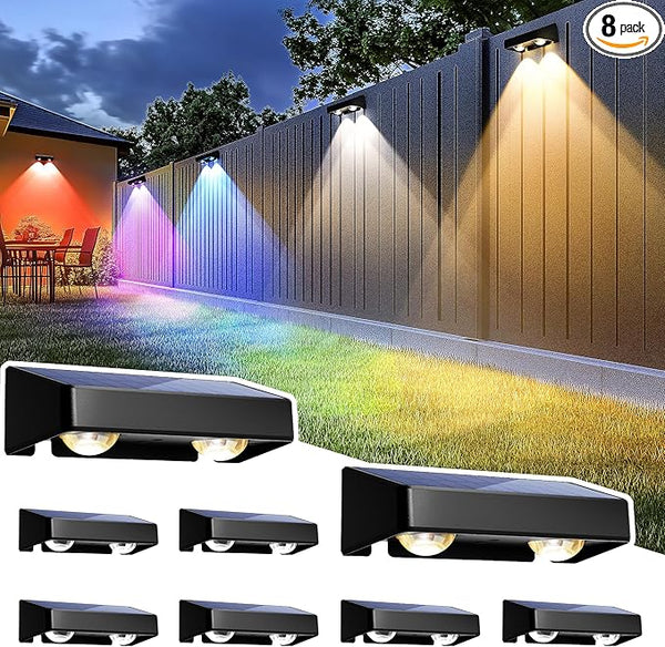 SOLPEX Solar Fence Lights Outdoor, 9 Fixed Colors ＆ Color Changing Fence Solar Lights Outdoor Waterproof IP65, LED | Lumora
