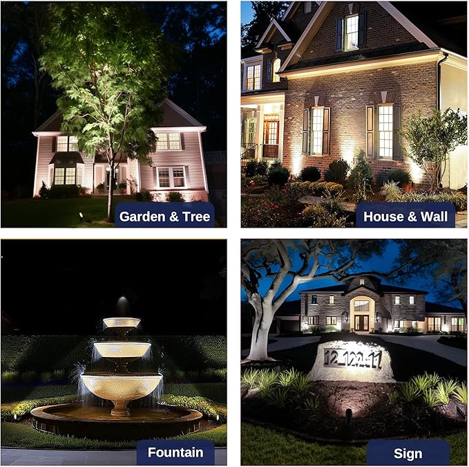 Gardenreet Brass Landscape Lighting - Black Low Voltage Outdoor Spotlights, Wired LED Uplights 12V, Waterproof Spot | Lumora