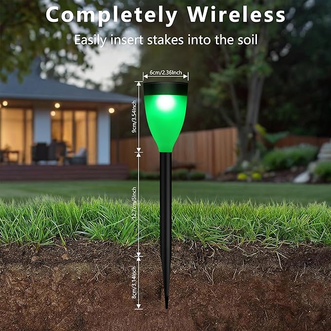 Solar Lights Outdoor Garden - 16 Pack Color Changing Solar Yard Lights Outdoor Waterproof, Bright RGB Solar Powered Garden Lights for Pathway, Sidewalks, Walkway, Lawn