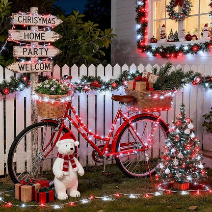 JMEXSUSS Red and White Christmas Tree Lights with Remote, 600 LED String Lights Outdoor Indoor Clear Wire, 168ft Christmas Twinkle Lights Plug in for Bedroom Tree Birthday Party Christmas Decorations