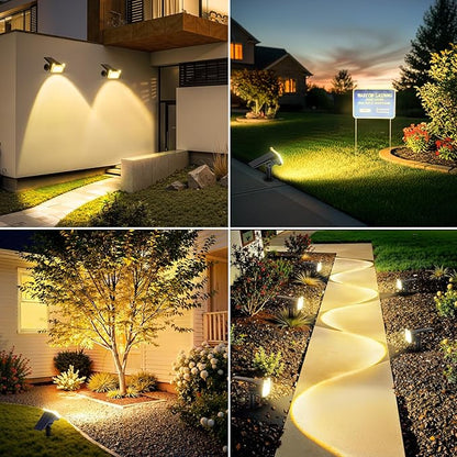 WdtPro Solar Spot Lights Outdoor Waterproof, Bright Solar Lights Outdoor with 16 Extra-Large LEDs, 3 Modes Landscape Spotlights, 2-in-1 Solar Powered Light for Yard Flag Garden, 10 Pack, Warm White
