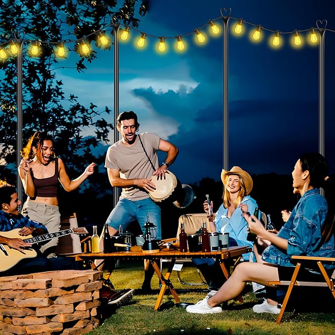 XDW-GIFTS String Light Poles with Fork for Outdoor, 4 Pack 9.8 FT Tall Metal Posts for Hanging String Lights Patio | Lumora